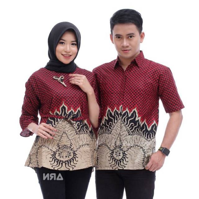 Maura Couple - Sania Ruffle Batik Couple Ori Ndoro Jowi Garansi Termurah Shopee -  BATIK MODERN SOLO-1