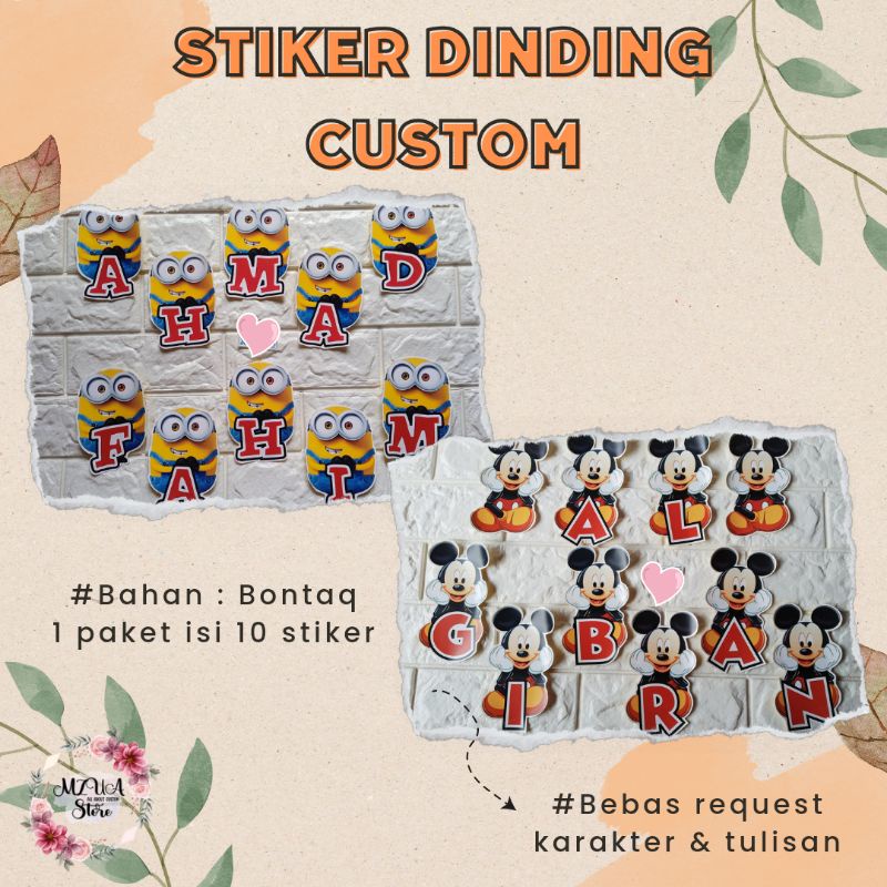 

STIKER DINDING CUSTOM / BEBAS REQUEST KARAKTER & TULISAN (ANGKA/HURUF)