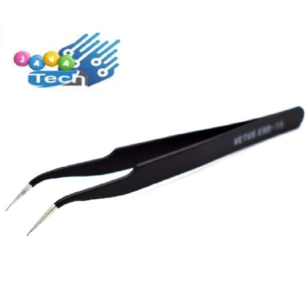 Pinset Tweezer Bengkok Lancip Hitam 12cm