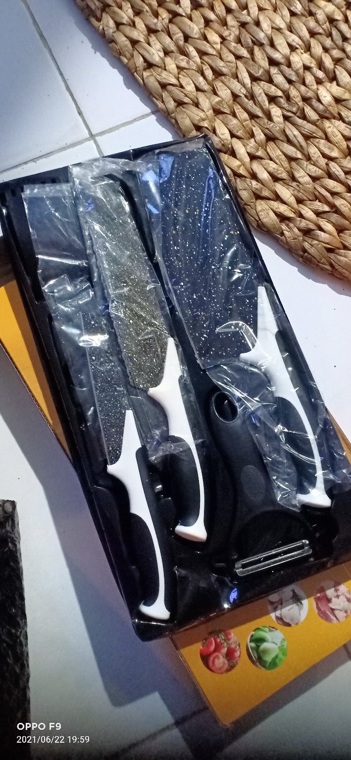 Aweneeds Pisau Dapur Keramik 5pcs Pisau Set Masak Sayur Daging Buah Chef Cooking Knife Ps03 - Hitam