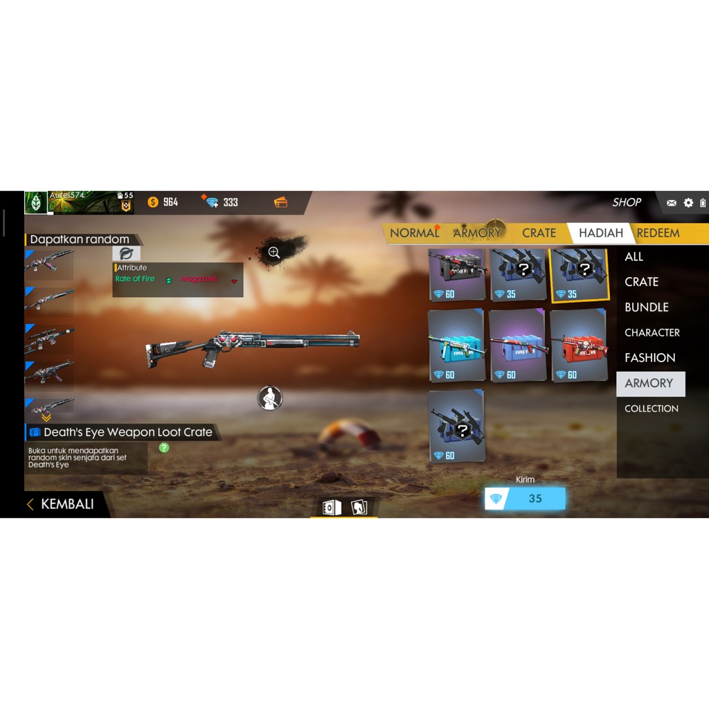 Loot Crate Senjata M1014 Death Eye Free Fire Murah Amp Permanen