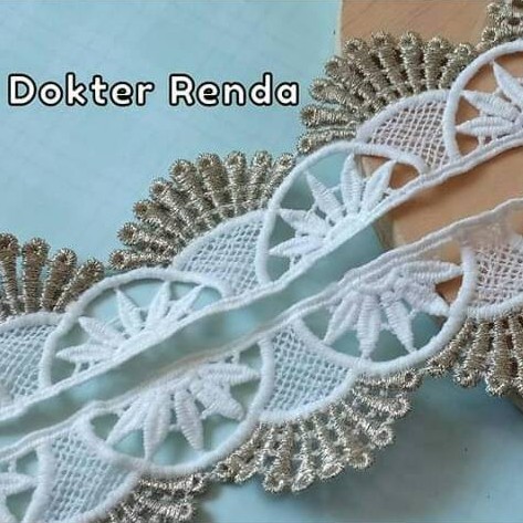 renda chamical 4,5CM gold kombinasi putih