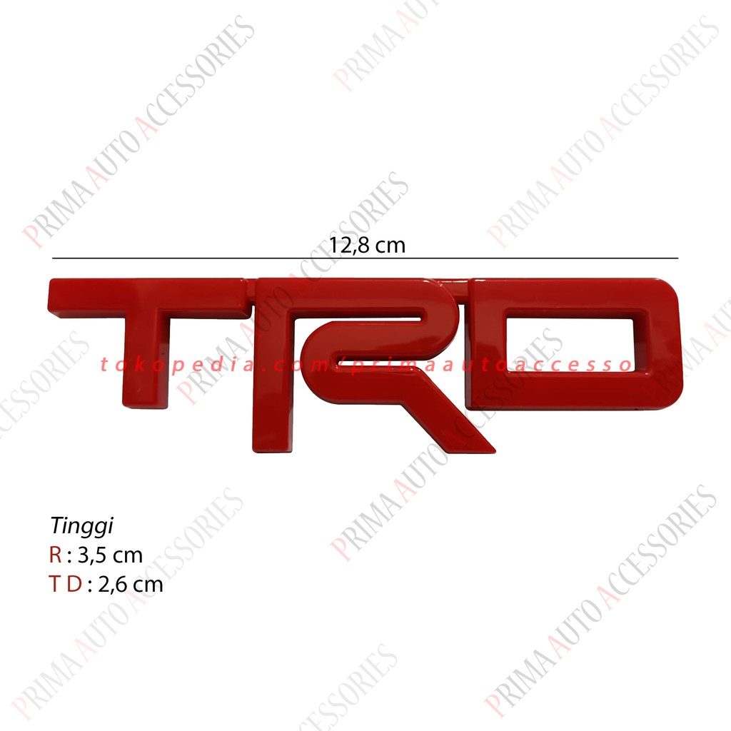 Emblem TRD Merah Mobil Fortuner VRZ 12,8 cm