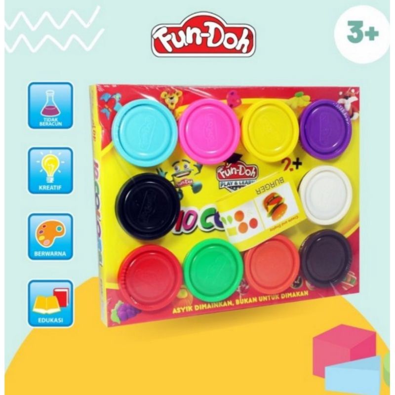 Mainan Playdoh Fundoh Anak isi 10 Mix Warna Warni Mainan Edukasi Anak Mainan Sensorik Motorik Anak