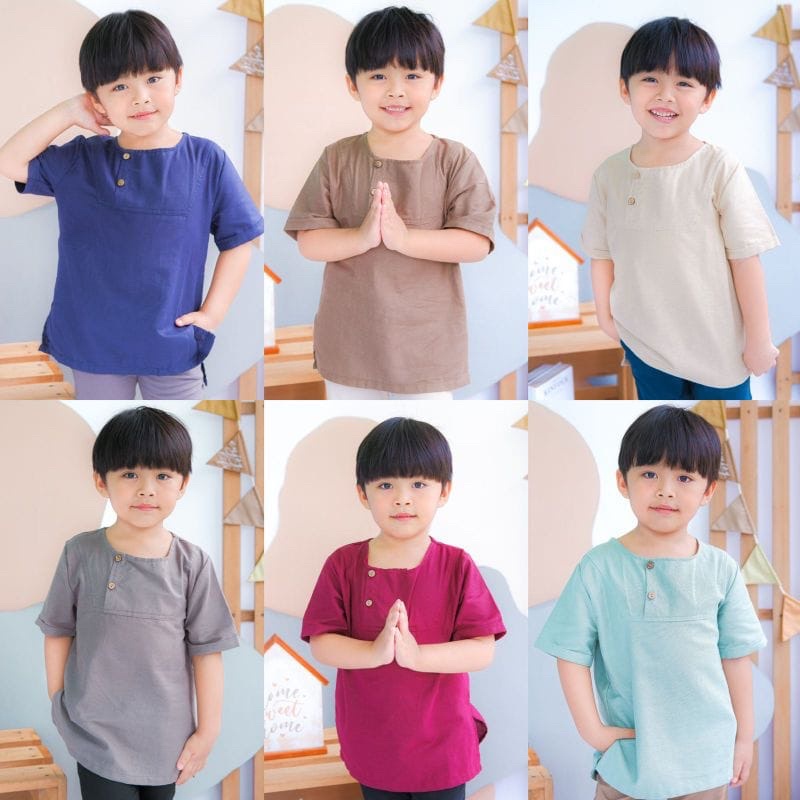 Lucuna Atasan Linen Koko Noah | Baju Muslim Anak 1-5 Tahun