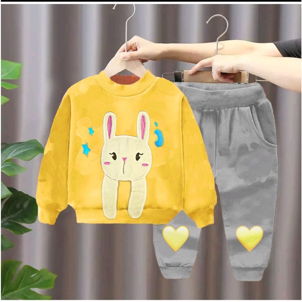 PROMO - SETELAN SWEATER BAJU ANAK PEREMPUAN MOTIF RABBIT // SETELAN SWEATER BAJU ANAK PEREMPUAN UNTUK USIA 1-5 TAHUN // SETELAN SWEATER BAJU ANAK MOTIF RABBIT TERBARU // SETELAN SWEATER ANAK BISA PILIH WARNA