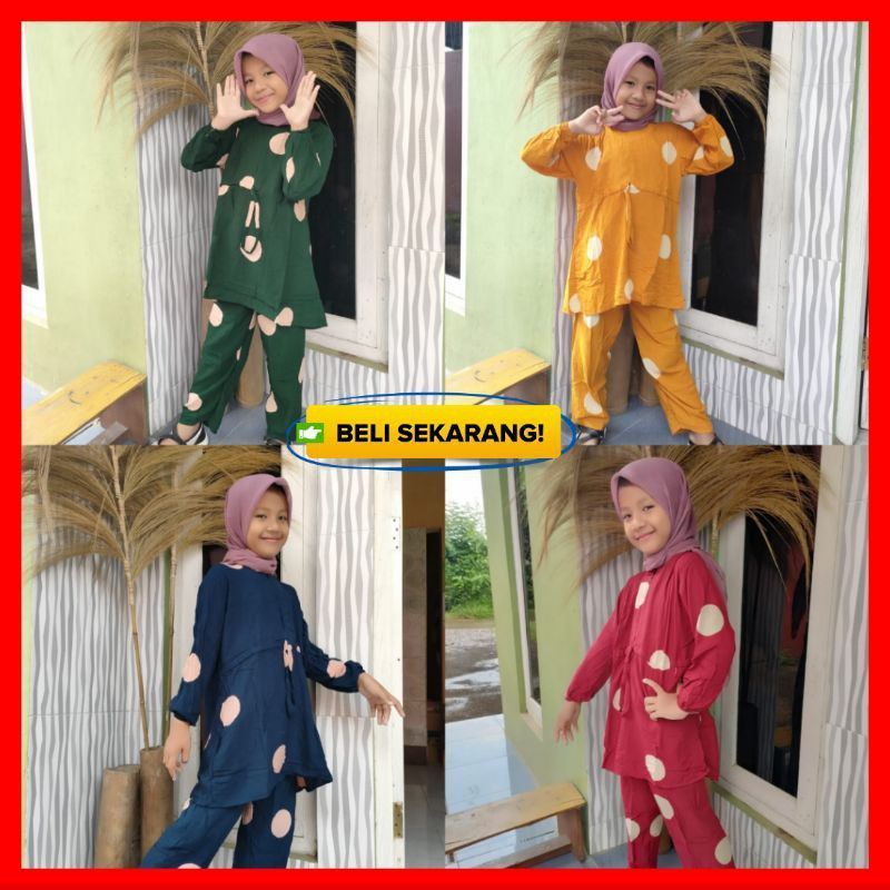 one set tie dye anak polka / setelan anak perempuan / setelan cp anak umur 4-12 tahun / bisa cod