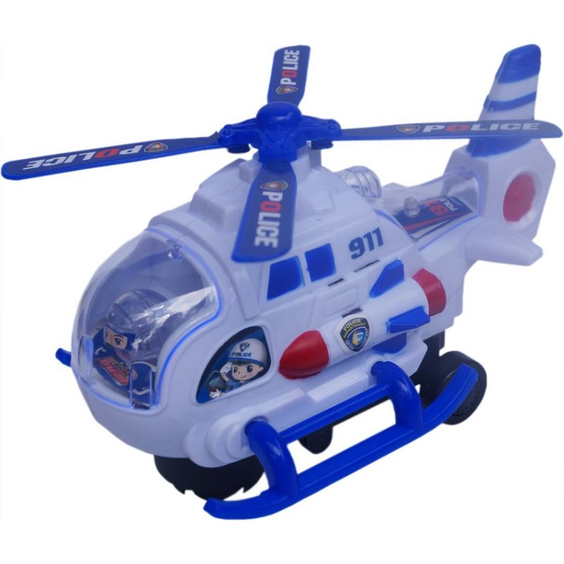 Free batrai Mainan anak helikopter super police nyala dan bersuara bump &amp; go