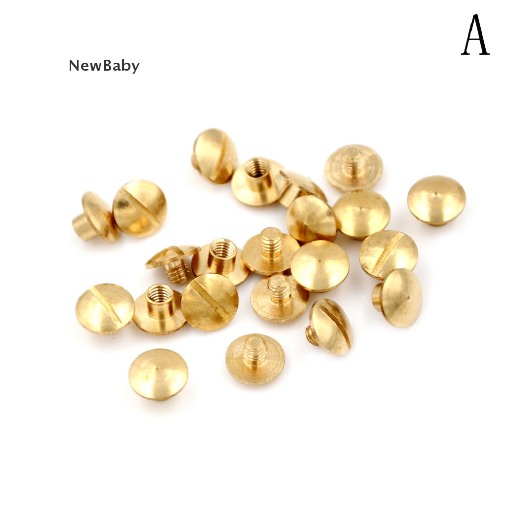 NewBaby 10x Arc Solid Brass Button Stud Screw Nail Screw back Leather Rivet Belt 6mm ID