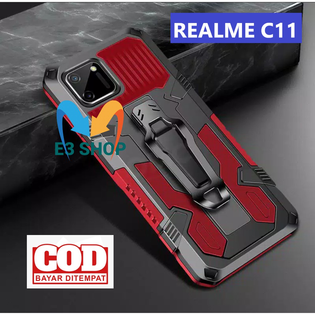 COD ACC HP  REALME C11 CASING STANDING BACK KLIP HARD CASE ROBOT NEW cod case hp terbaru casing terb