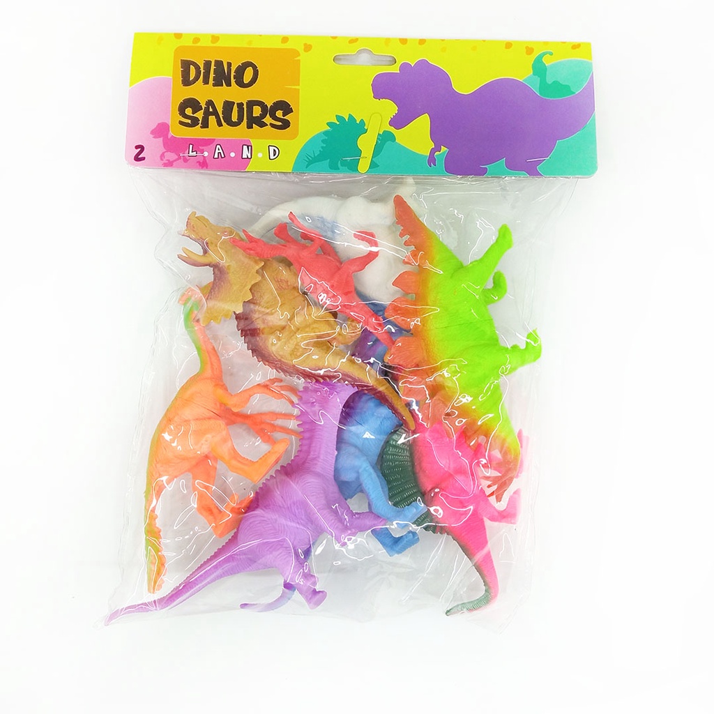 Set 8pcs Dinosaurus Land Karet Besar Mainan Miniatur Dino World