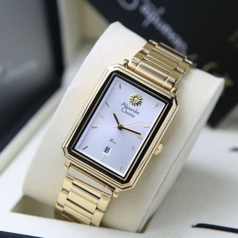 Jam Tangan Alexander Christie Wanita Gold ac2920 Original