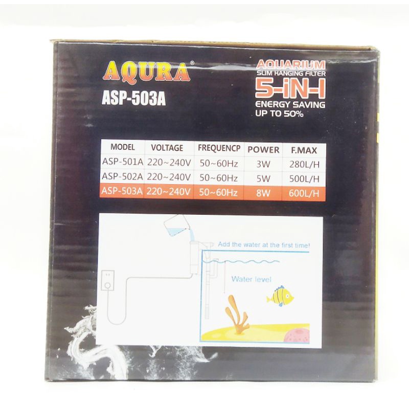 Pompa aquarium slim hanging filter AQURA ASP 503A