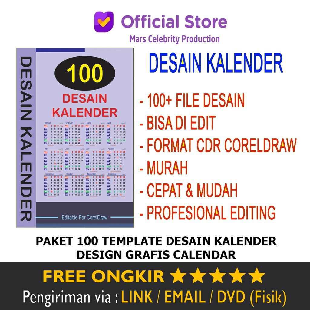 Jual Bundle 100 Template Desain Kalender Design Grafis Calendar ...