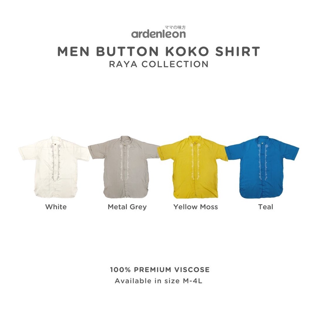 Ardenleon Raya Collection Men Button Koko Shirt Atasan Baju Muslim Lengan Pendek Pria Dewasa