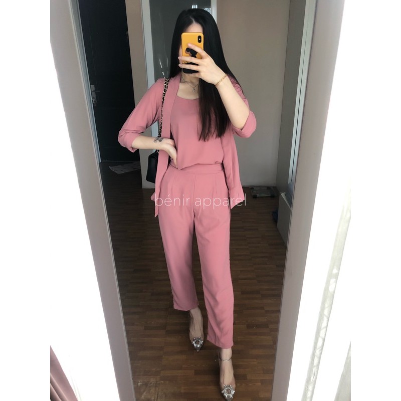 Novela set pants benir apparel-babypink