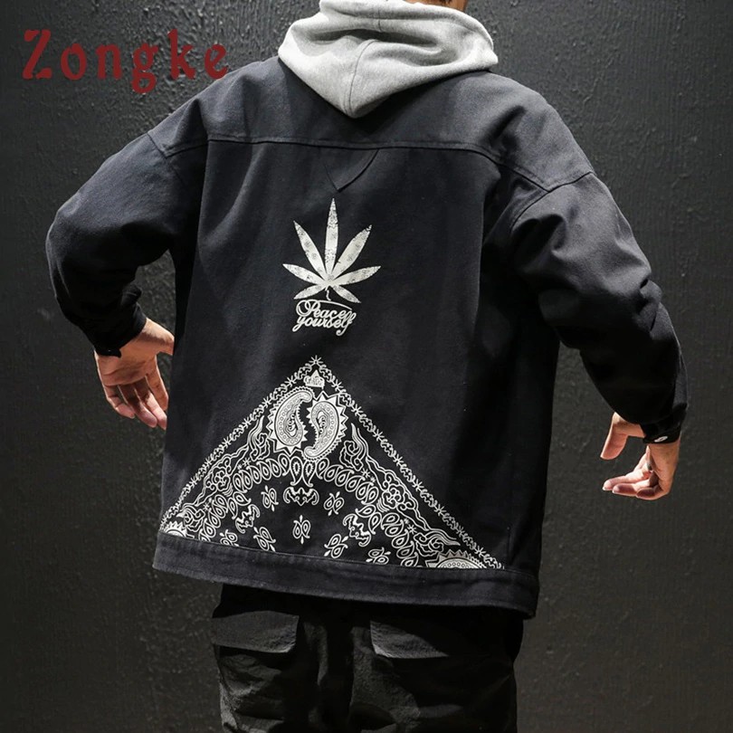 PROMO Zongke Fashion Print Bomber Jacket Men Clothes Japanese Streetwear Hip Hop Bomber Jacket Men