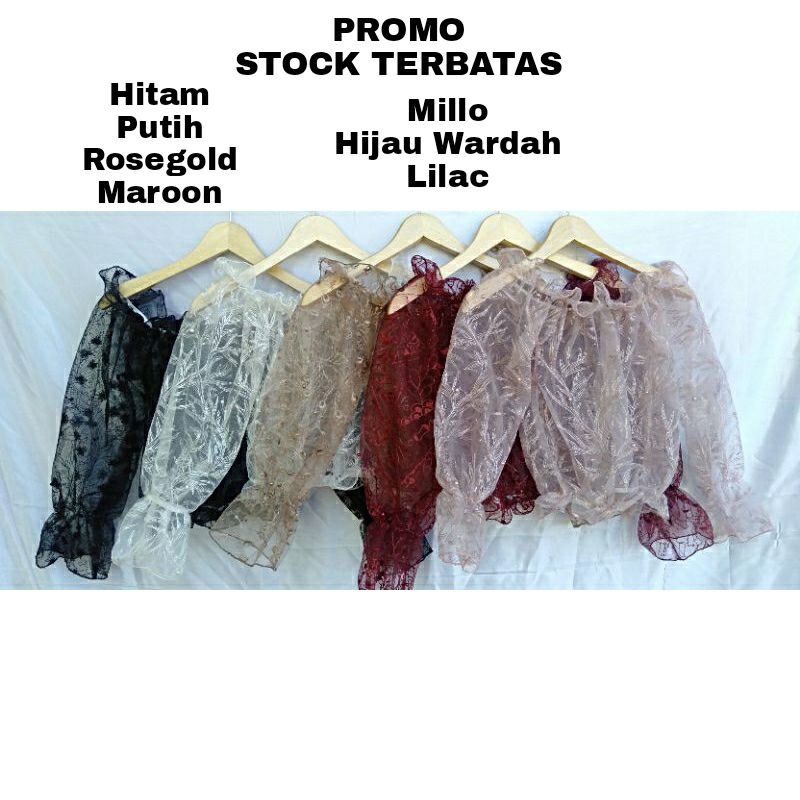 Promo Sabrina Crop Brokat/Atasan Kebaya Modern/Baju Kondangan