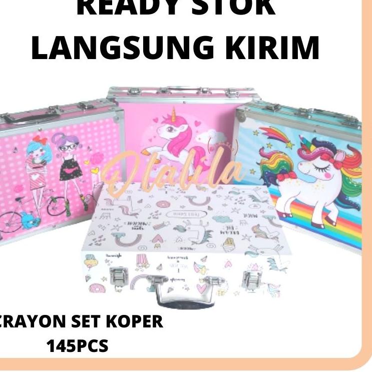 

[YT838] Crayon Set Koper Premium Lengkap Komplit Besar Mewah 145 pcs New Model crayon souvenir hadiah ulang tahun lebaran [la -989]