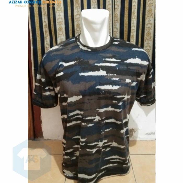 kaos loreng tni al pendek - Biru Army, all size