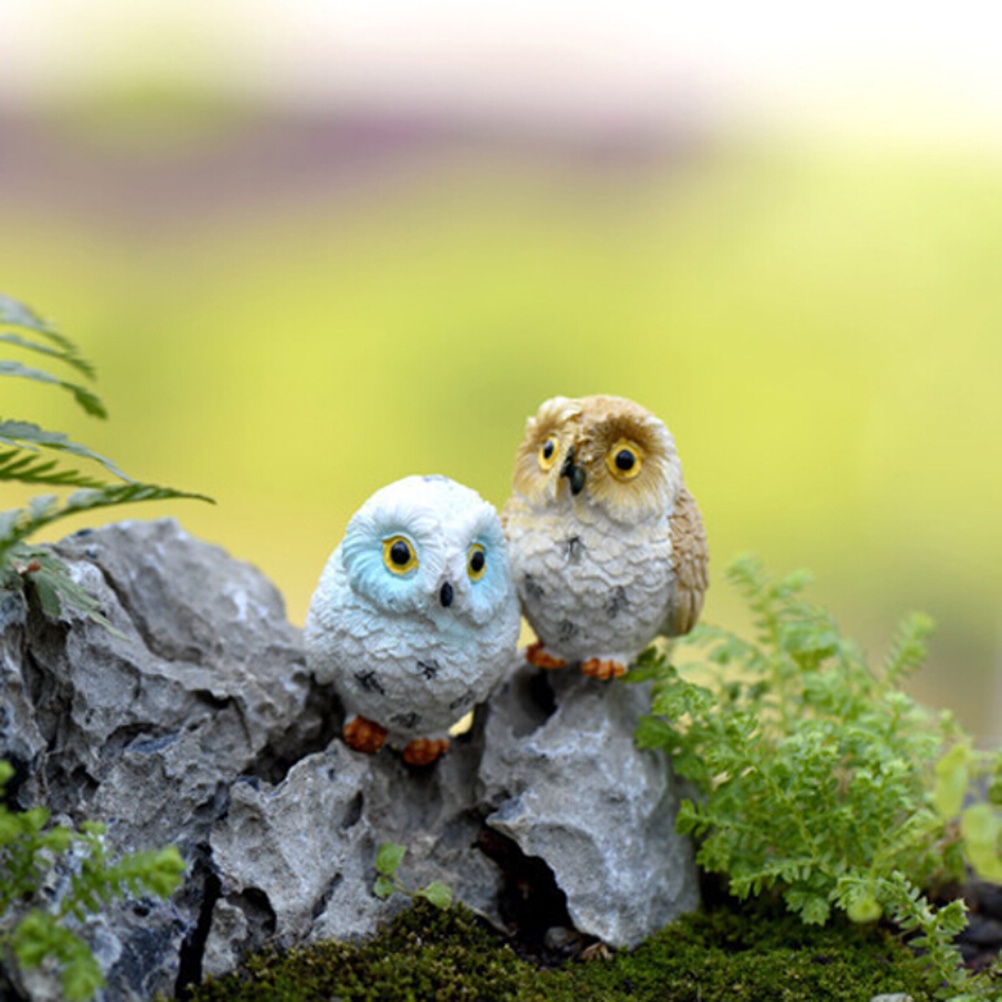 Miniatur Hewan Burung Hantu Lumut Terarium Bonsai Untuk Dekorasi Taman