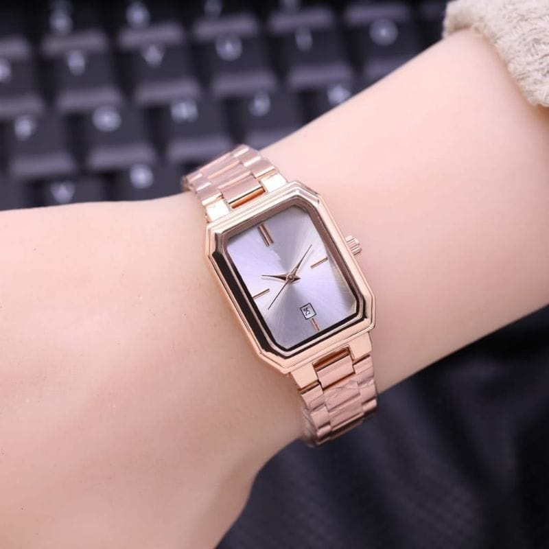 Jam Tangan Segi Wanita FS-9810 Tanggal Strap Rantai / Jam Tangan Wanita Elegan High Quality