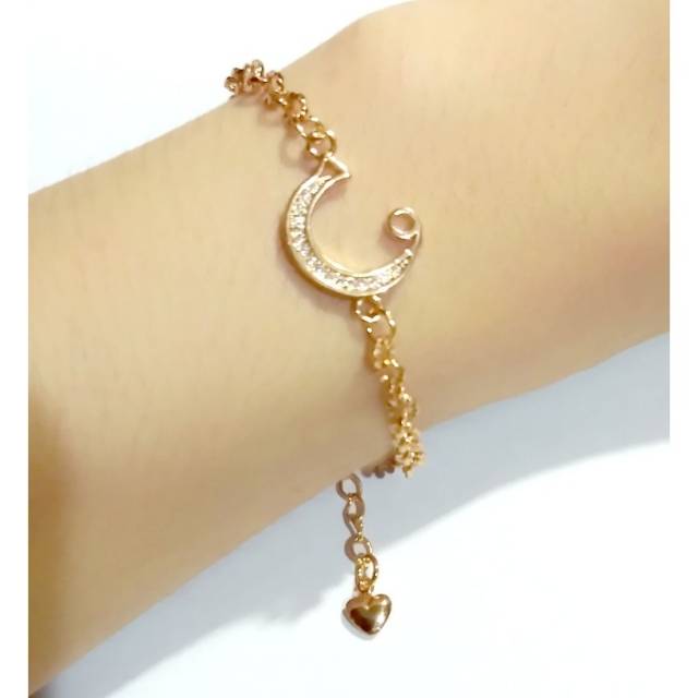 Fourfashion Gelang Tangan Sirkon Huruf Abjad Inisial Mutiara Xuping Gold Perhiasan Wanita