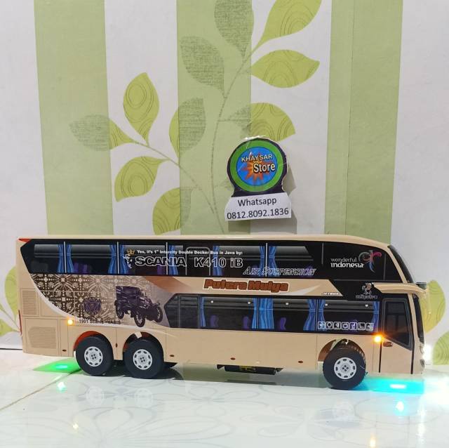 Miniatur Bus bis putra mulya DD plus lampu