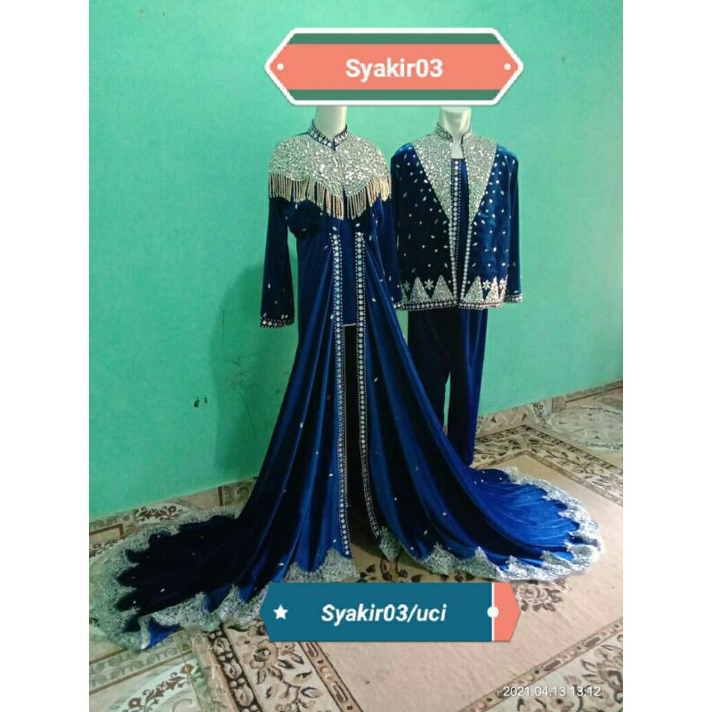 baju beludru jubah payet silver