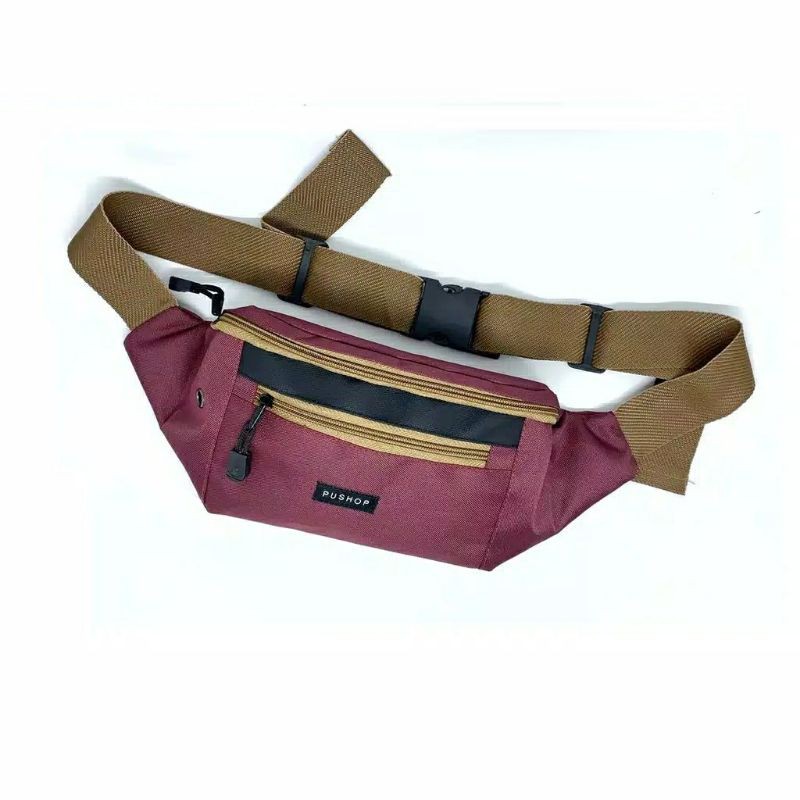 Tas Pinggang Waistbag Pria Wanita Pushop Jimy Tali Coklat