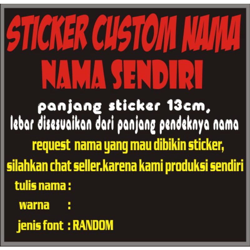 stiker custom nama sendiri