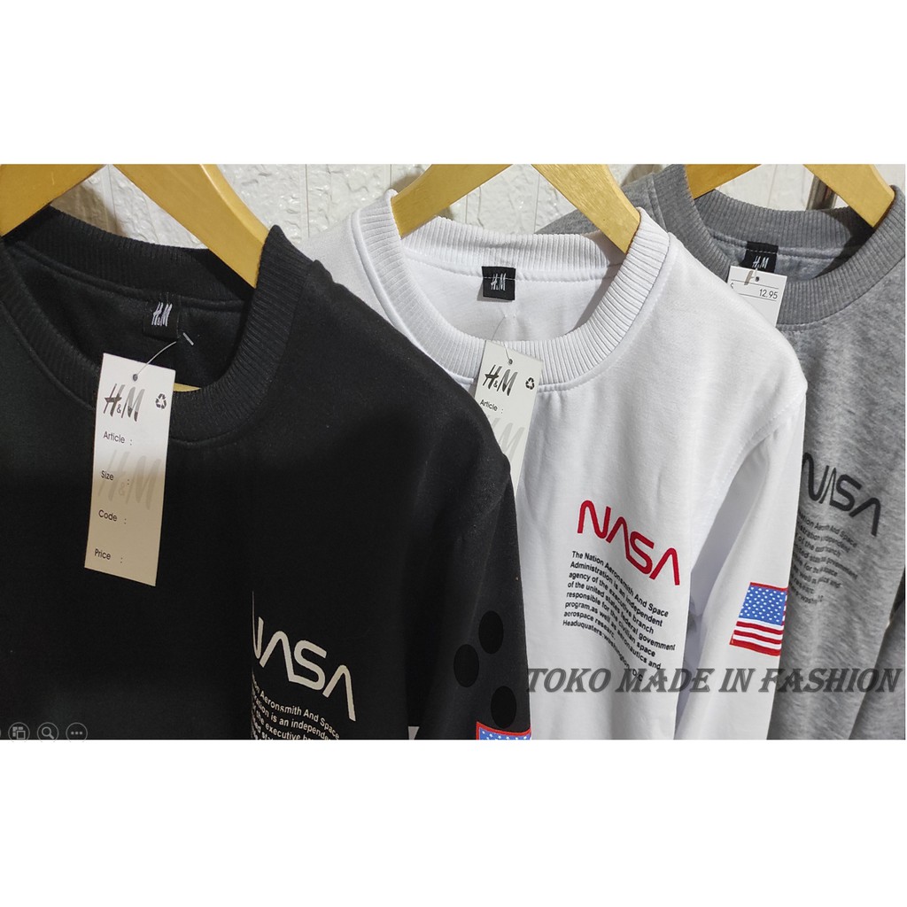 Sweater Crewneck NASA Heron Preston Premium Unisex Bahan katun tebal Full Tag Wash