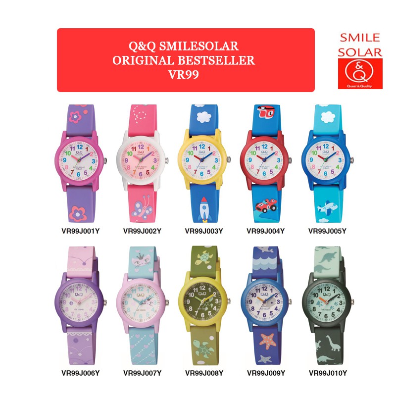 Jam Tangan Anak Colorful Motif Lucu Rubber Analog Original Q&amp;Q QNQ QQ VR99 VR99J Series