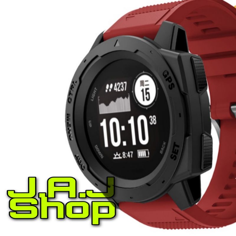 STRAP RUBBER SILICONE QUICK FIT EASY BLACK BUCKLE GARMIN INSTINCT SOLAR 1 2 3 45MM TACTICAL AMOLED S