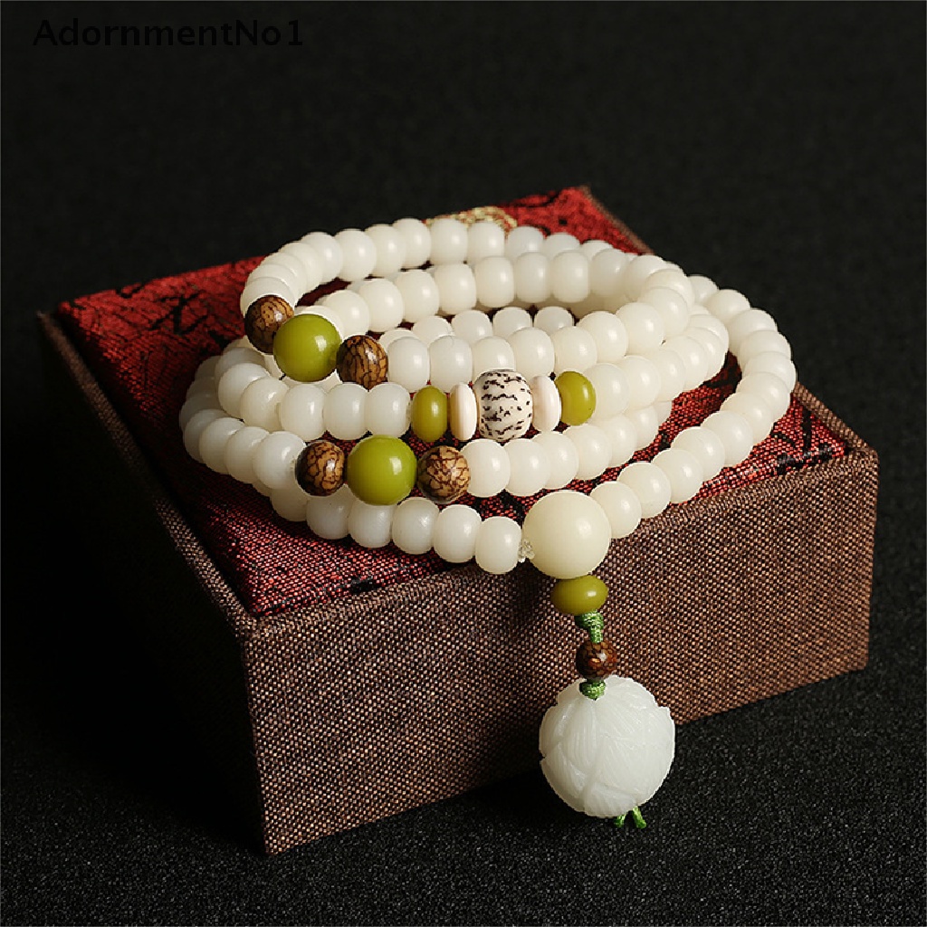 (AdornmentNo1) Gelang Manik Bodhi Akar Teratai Putih Alami Original