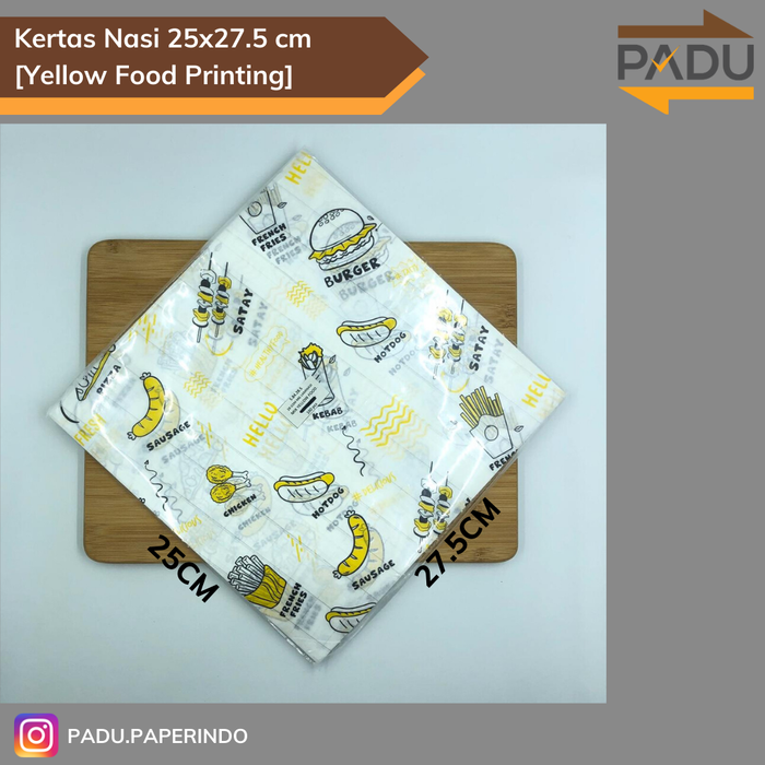 

Kertas Nasi Laminasi (25x27.5 cm) - Motif Printing - Anti Lengket - Yellow Food