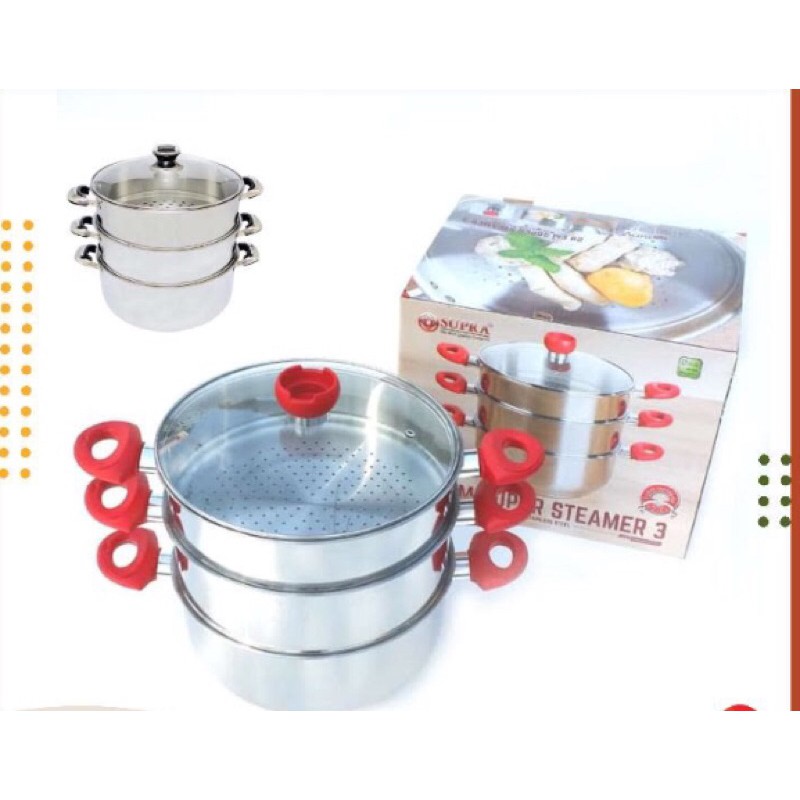 Supra Steamer stainless | Panci Kukusan Susun 3 Stainless Supra