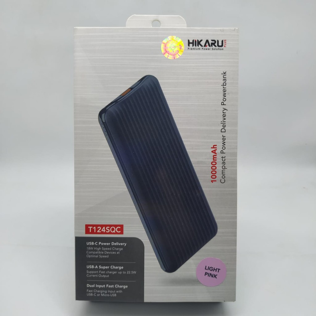 POWERBANK 10000MAH FASTCHARGING HIKARU T124 ORIGINAL GARANSI RESMI 1TAHUN