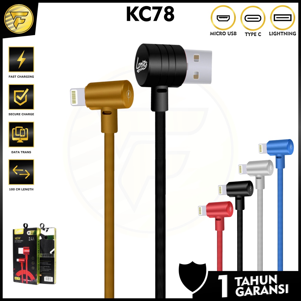 KC-78 Kabel data GAMING Fast Charging lightning Type C Micro USB kabel cas HP