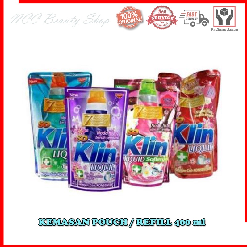 * NCC * So Klin Liquid Cair Power Clean Violet Kemasan Pouch Refill SoKlin Deterjen Konsentrat - Netto 400 ml