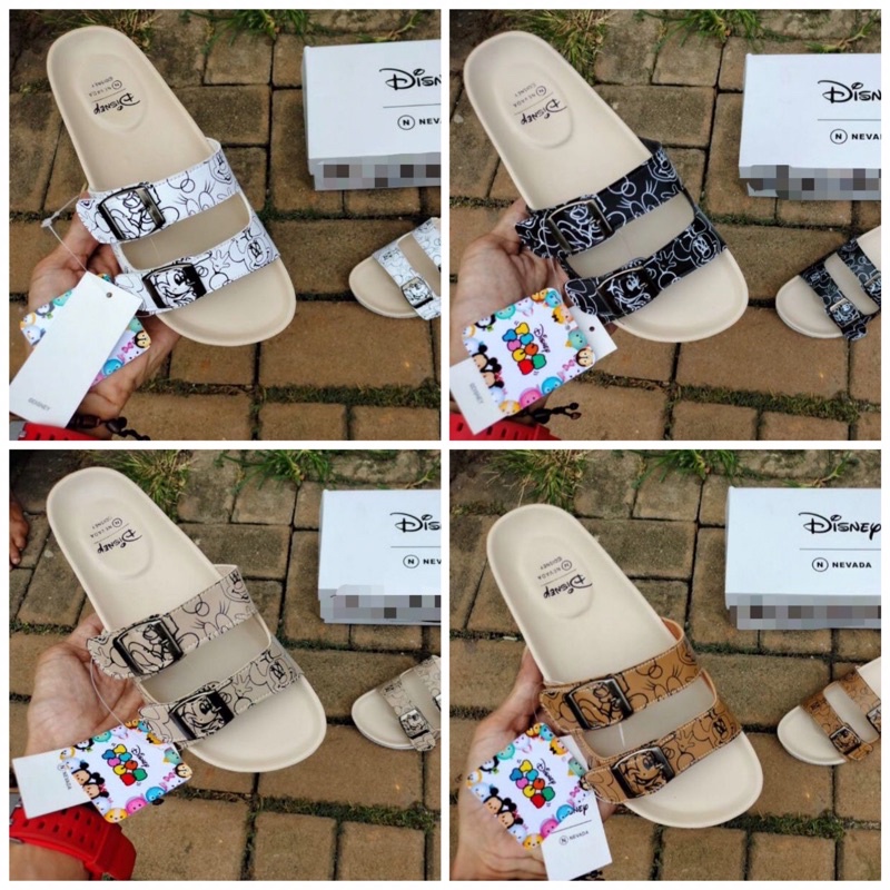 Sandal Nevada x disney original strip 2 / sandal puyuh nevada / sandal disney motif mickey mouse