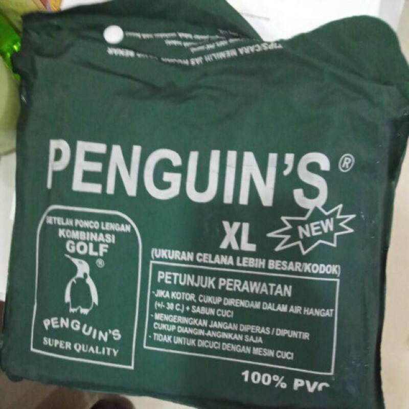 Jas Hujan Setelan Jaket Celana Ponco Penguins Kombinasi golf XL