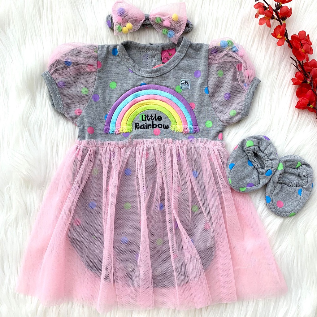 Baju setelan jumper rok bayi cewek baby girl free bandana lucu murah bahan adem pergi jalan rai