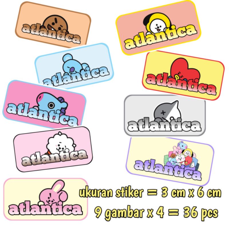 

stiker nama custom BT21 BTS [36 pcs]