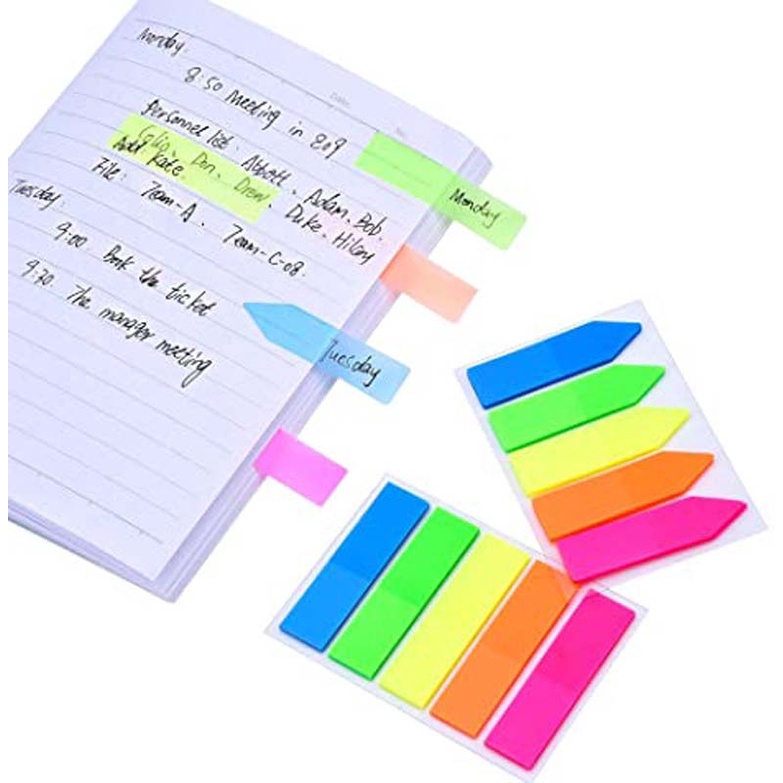 100 / 200 Lembar Stiker Notes Fluorescent Multifungsi Tahan Air Untuk Sekolah / Kantor