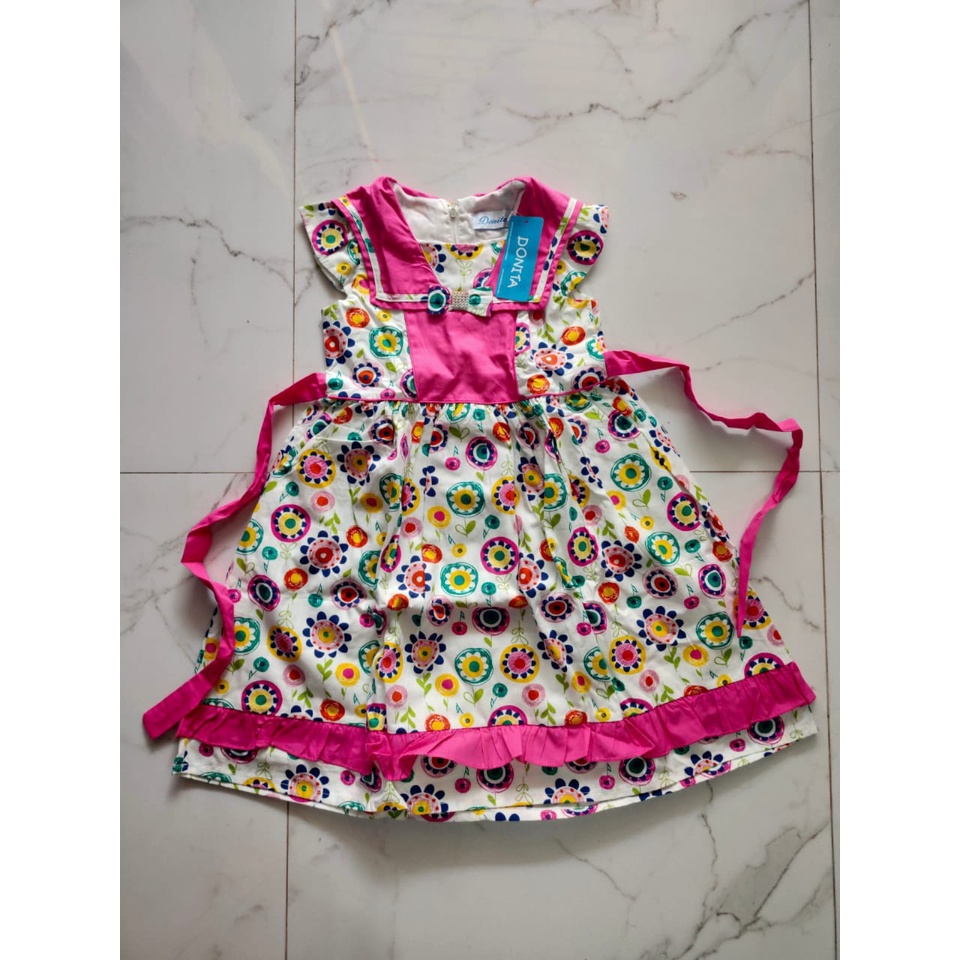 DRESS DONITA PINK BUNGA/DRESS PEREMPUAN 6TAHUN/BAJU ANAK CANTIK MURAH