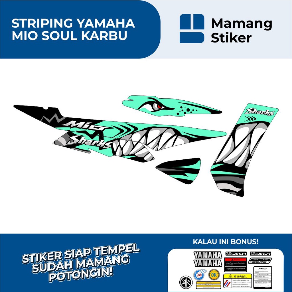STRIPING YAMAHA MIO SOUL KARBU VARIASI 1 GRAFIS SHARK/MIO SOUL KARBU STIKER AKSESORIS ORIGINAL/STICK