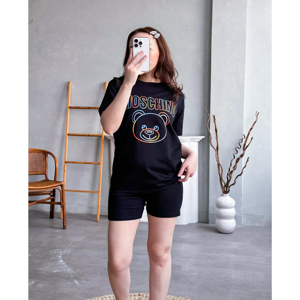 INFINITEE Kaos Wanita Lengan Pendek Bahan Katun Motif Terkini