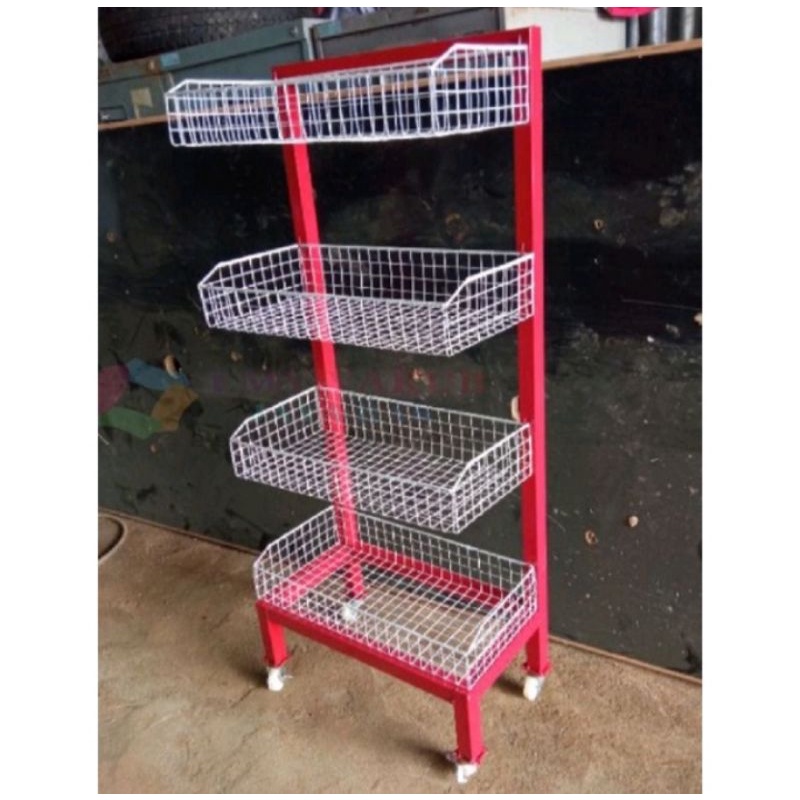 RAK CIKI SNACK PAKE RODA SERBAGUNA 4 SUSUN MURAH