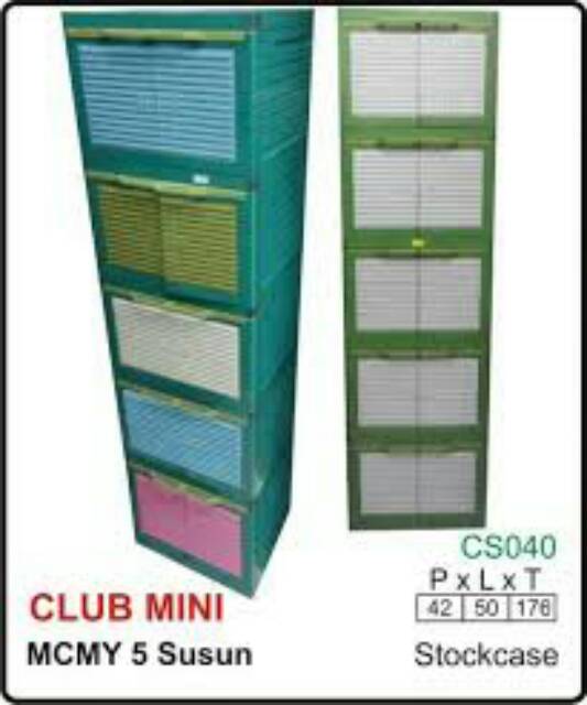 Lemari plastik Club Mini susun 5 ( 50x42x176 cm)